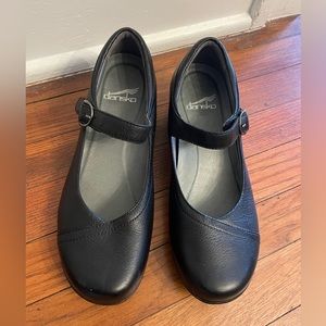 DANSKO Black Leather Fawna Mary Janes Clogs Shoes EU 36 (approx US 5.5-6)